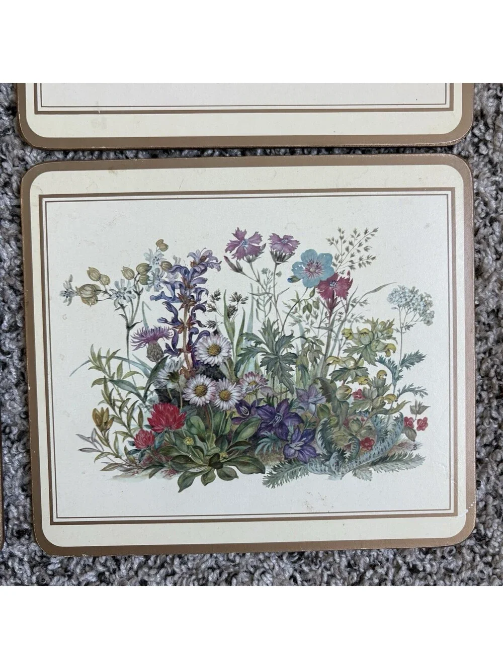 Vintage Pimpernel Wildflowers Cork Back Placemats Set Of 4 Made England Boho